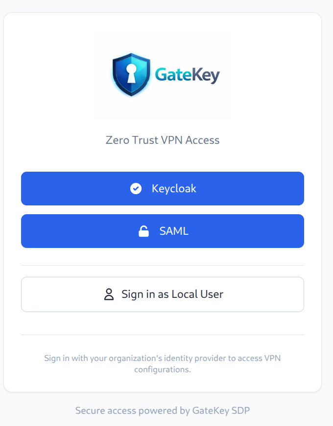 GateKey Login Page